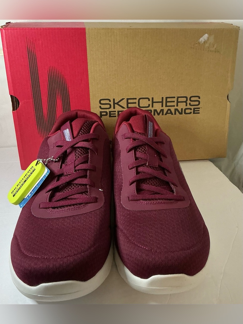 Skechers GOwalk Joy Women's sz 13 Slip-On Knit Sneakers - Burgundy/White - Picture 2 of 9